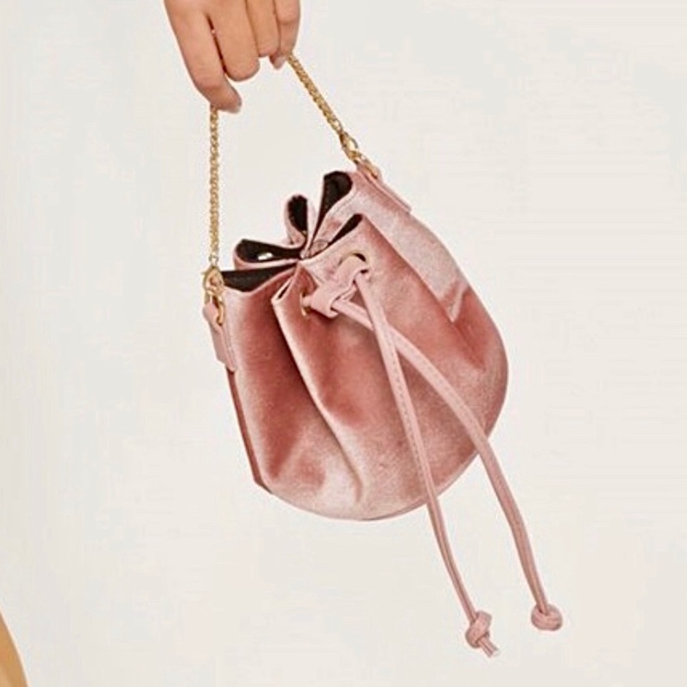 Pink Velvet Mini Pouch Bag